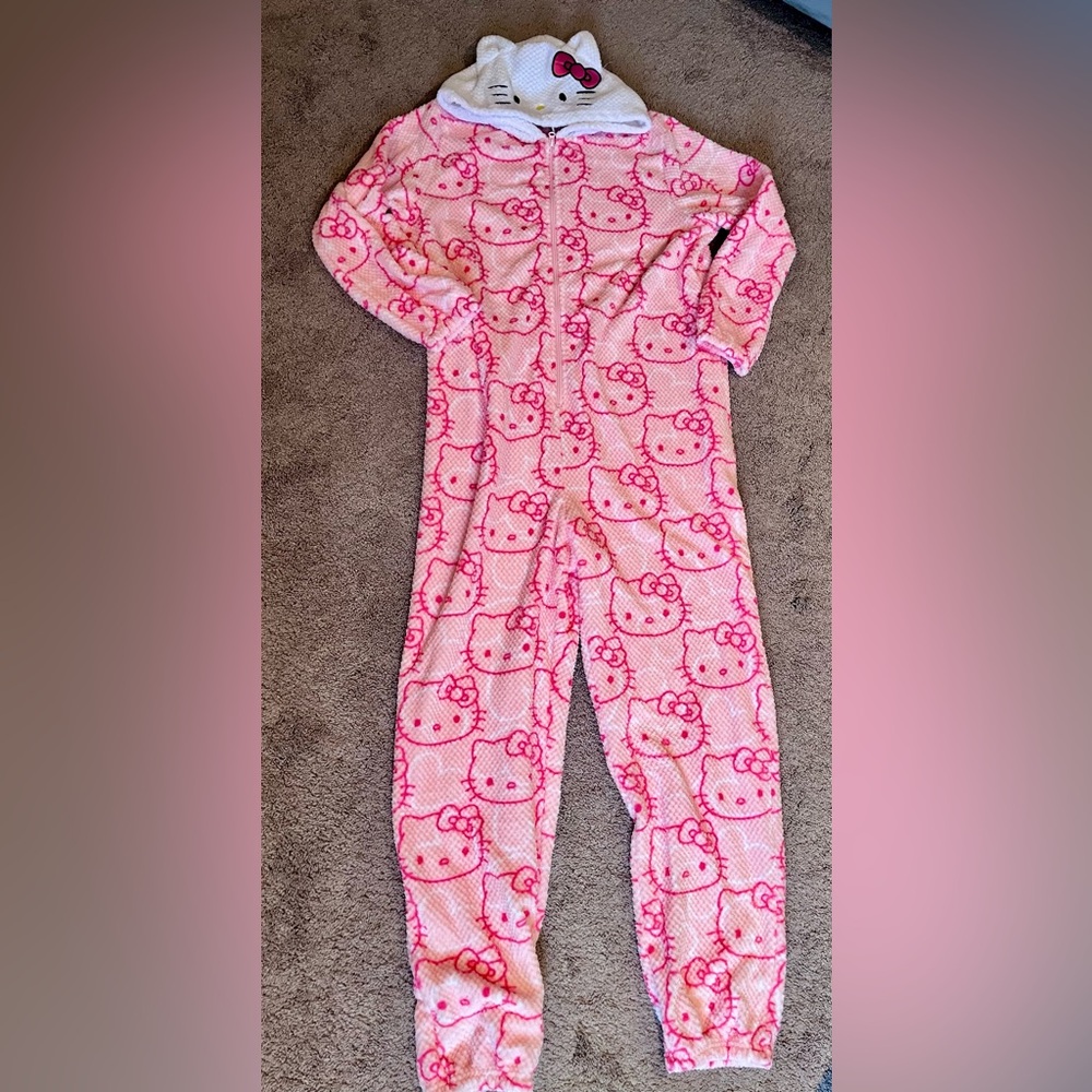 Hello Kitty women’s one piece pyjamas with hood - Size extra large